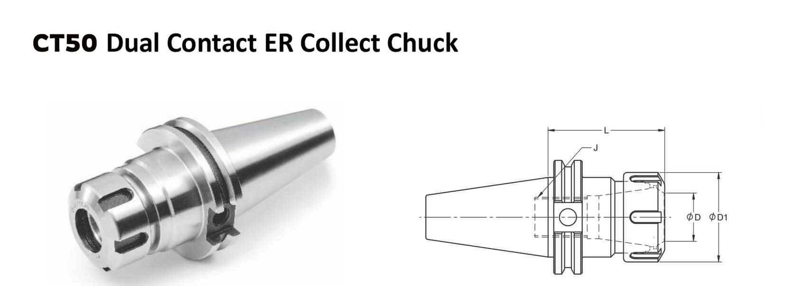 CT50 ER16 - 4.00 Face Contact ER Collet Chuck (Balanced to 2.5G 25000 RPM)